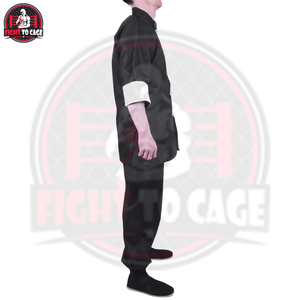 ด้านหน้าศิลปะการต่อสู้กังฟูทำจากโพลีเอสเตอร์ระบายอากาศได้ดีสีขาวดำ - Product Image 3