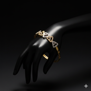 กำไลข้อมือทองคำแท้ 22K สำหรับผู้หญิง ยี่ห้อ BIS - กำไลรูปทรงเรขาคณิตสามเหลี่ยมหลายเหลี่ยม ทำด้วยมือ - Product Image 2