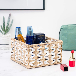 Panier de rangement en corde de papier, ensemble de bacs gigognes tressés faits main bicolores, organisateur artisanal pour cosmétiques, bureau et décoration intérieure - Product Image 3