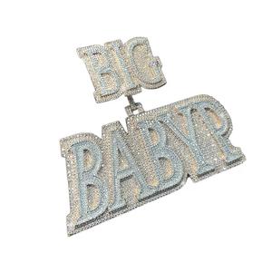 Big Baby Themed Pendant <b>Charm</b> <b>Silver</b> Plated Crystal Rhinestone Letter Hiphop Style Unisex Gift - Product Image 3