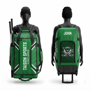 Bolsa de Hockey sobre Hielo TAISON SPORTS Premium 900D PU 420 GSM, Diseño de Paneles Verde, Negro y Blanco, Bordado Personalizado, Impresión, 30-40L - Product Image 1