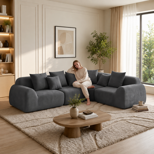 Canapé modulaire sectionnel gris foncé moderne |   Canapé d'angle en forme de L avec sièges et coussins profonds pour le salon, décoration de meubles de maison - Product Image 1