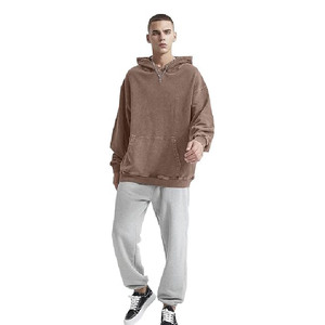 Factory Wholesale Custom 100% Cotton Acid Wash Pullover Hoodie Unisex Oversized Vintage <b>Brown</b> <b>Fleece</b> 300g Kangaroo Pocket - Product Image 6