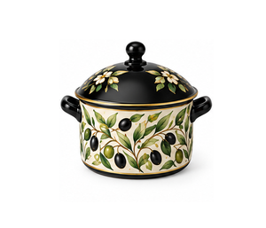 Casserole en acier inoxydable isolée de style arabe avec motif floral en émail, durable, bleue, ustensiles de cuisine de luxe pour la maison et les restaurants - Product Image 1