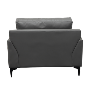 เก้าอี้อาร์มแชร์หนัง PU สีเทาสไตล์โมเดิร์น พร้อมพนักพิงแบบ Tufted และที่วางแขนบุนวม สำหรับห้องนั่งเล่น - Product Image 5