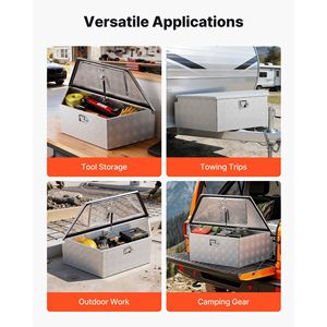 Heavy Duty 39\" X 16.5\" X 12\" Aluminum Trailer Tongue <b>Tool</b> <b>Box</b> New Heavy Duty Storage Organizer with Lock Keys Utilit - Product Image 6