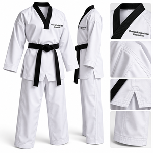 Uniforme de Taekwondo para Adultos Khawaja Rafique Ullah Enterprises, Dobok con Cinturón Negro, Algodón Transpirable, Unisex, Precio al por Mayor, Personalizado - Product Image 3