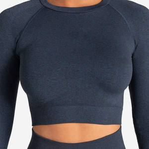 Women Seamless Yoga Set Long <b>Sleeve</b> <b>Crop</b> <b>Top</b> High Waist Leggings Quick Dry Fitness Activewear - Product Image 6