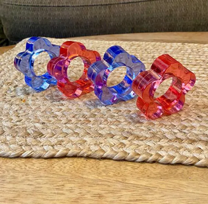 Decoration Resin Napkin Ring Transparents Flower Design 4 Pcs Antique Epoxy Resin Napkin Ring At Affordable Price - Product Image 1