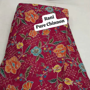 Tissu Chinon Pur Exquis, Tissu en Soie Chinon Pur avec Broderie Florale Numérique Artisanale, Une Couture Ethnique de Luxe - Product Image 1