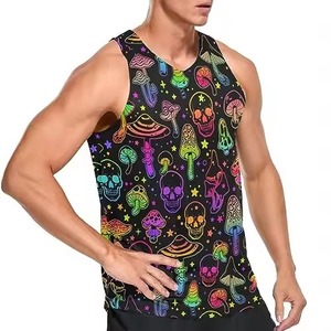 Custom Breathable Knitted Sporty Marathon <b>Singlet</b> <b>Mens</b> Tank Top Sleeveless 100% Polyester - Product Image 5