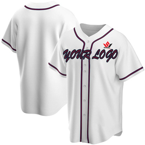 Maillot de baseball personnalisé à rayures blanches et bleues, impression par sublimation, unisexe, manches courtes, boutons sur le devant, respirant, uniforme d'équipe avec nom - Product Image 2