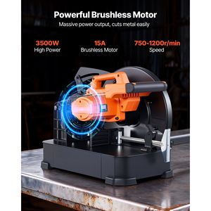 Troncatrice per Metallo con Lama da 14 Pollici in Acciaio Inox, Potente Motore Brushless da 3500 W, Velocità Regolabile 750-1200 Giri/min - Product Image 2