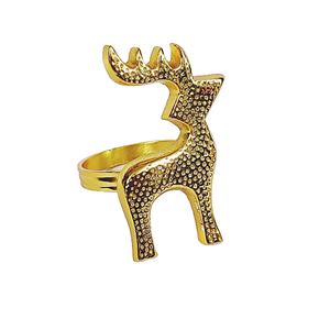 แหวนผ้าเช็ดปากรูปกวางเรนเดียร์ชุบทองสำหรับตกแต่งโต๊ะที่วางแหวนโลหะพร้อมขัดสำหรับโรงแรมกำหนดขนาดได้เอง - Product Image 1