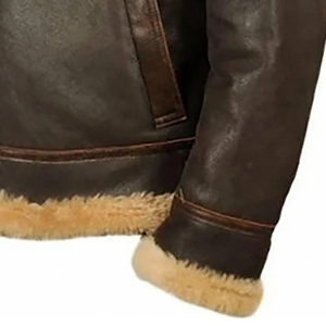 Men’s Sheepskin Leather <b>Jacket</b> – Plus Size <b>Fur</b> <b>Lined</b> Stand Collar Zipper Winter Custom Made - Product Image 4