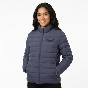 Men's Navy Blue <b>Jacket</b> Stand Collar Zipper Front Embroidery Logo Windproof Casual <b>Winter</b> Wear - Product Image 5