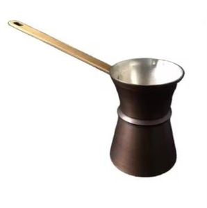 Cafetera Turca Clásica de Cobre Oscuro, Minimalista, para Estufa, Calentador de Leche con Mango Largo de Latón - Product Image 1
