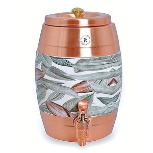 Distributeur d'eau en cuivre avec motif feuille, fonctionnement manuel, boîtier en acier inoxydable, usage domestique - Product Image 1