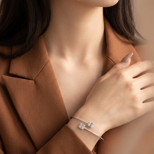 Oem Jewellery Reliable High Quality 18k Solid White Gold Real Diamond Classic Bangles for Wedding <b>Gift</b> Party - Product Image 2