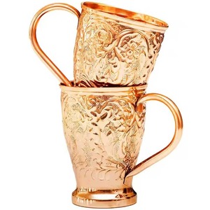 Taza de Cobre Personalizada Hecha en India con Asa, Diseño Premium, Vajilla Duradera para Té, Café y Cócteles - Product Image 1