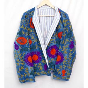 Unisex Velvet Knitted Embroidered Quilted Jacket O-Neck Floral Boho Style Eco-Friendly Reversible Breathable Quick Dry Casual - Product Image 2