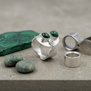 Natural Malachite Double Stone <b>Ring</b> 6mm Round Cabochon Gemstone Adjustable Brass <b>Statement</b> <b>Ring</b> Wholesale Handmade Jewelry - Product Image 1