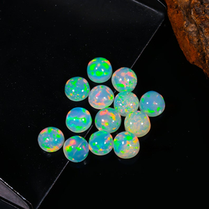 Natural Ethiopian Opal Smooth Round Cabochons 5x5mm Loose Opal Gemstones For Jewelry Making Ethiopian Opal Stones Wholesale Bulk - Product Image 3