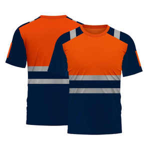 Men's High Visibility Reflective Eco-Friendly Breathable Short Sleeve T-Shirt Solid Color Blocked Quick Dry Knitted <b>Canvas</b> - Product Image 3