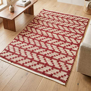<b>Large</b> Chevron Recycled Leather Area Rug for Living Room Mid Century Modern Scandinavian & Contemporary Home - Product Image 4