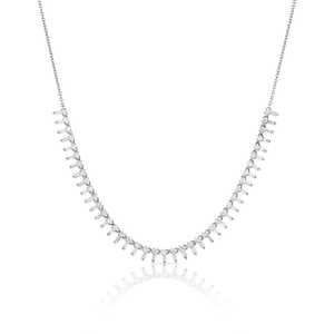 Diamond Drop Tennis Necklace Wholesale 14k 18k Gold Baguette Round Cut Lab Grown Illusion Station Statement <b>Choker</b> Manufacture - Product Image 2