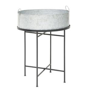 Bac à boissons ovale galvanisé créatif avec support et plateaux noirs design, idéal pour les événements, la restauration et les bars à domicile, au prix d'usine - Product Image 2