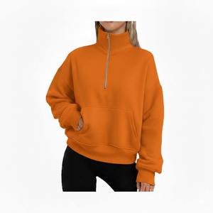 Sweat-shirt en molleton à col montant et demi-zip pour femme, style décontracté et tendance, manches longues, mode automne, imprimé brodé sur le devant - Product Image 6