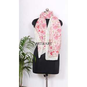 Pareo Sarong Hijab de plage pour femmes, 100% coton, doux pour la peau, respirant, couleur unie, imprimé floral, fait main, ethnique - Product Image 2