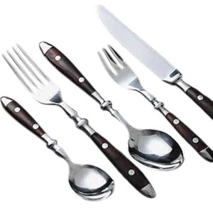 Ensemble de couverts élégants en acier inoxydable, finition miroir, couteau, fourchette, cuillère, pour usage en restaurant. - Product Image 1