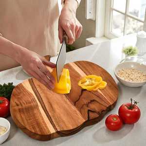 Pumpkin <b>Shaped</b> Wooden Serving Tray Checkered Butcher <b>Block</b> Chopping Board.Solid Wood Kitchen Organizer - Product Image 6