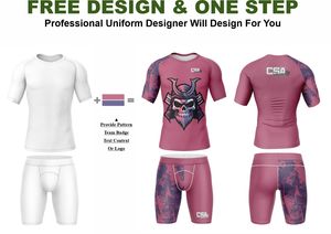 Ensemble de rashguards pour hommes imprimés par transfert thermique, design personnalisé et élégant, vente en gros directe d'usine, vêtements de compression respirants pour hommes - Product Image 2