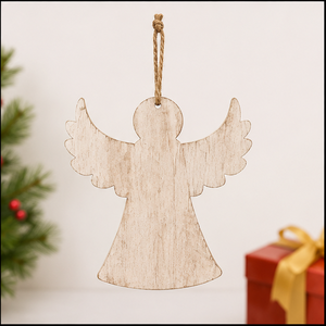 Ornement suspendu en bois de manguier fait main, ange traditionnel, écologique, durable, décoration de Noël - Product Image 3