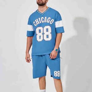 Conjunto de Ropa Casual de Verano para Hombre de 2 Piezas en Algodón y Felpa con Logotipo Personalizado, Camisetas y Pantalones Cortos Ecológicos con Lavado Ácido - Product Image 6