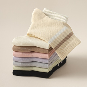 Colorful Striped Crew <b>Socks</b> <b>Soft</b> Cotton Athletic Style Mid Tube Hosiery Breathable Ribbed Casual <b>Socks</b> for Men and Women - Product Image 3