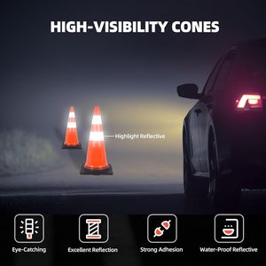 Lot de 12 cônes de signalisation robustes avec colliers réfléchissants et base lestée, cônes de sécurité en PVC pour parking - Product Image 4