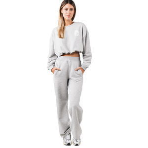 Sudadera Corta de Cuello Redondo para Mujer, Felpa Suave Heather Cloud, Manga Larga, Informal, Deportiva, para el Día a Día - Product Image 3