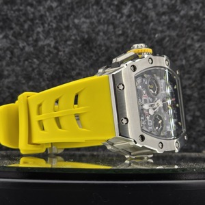 Montre mécanique automatique de luxe pour homme, style RM, chronographe squelette, bracelet en caoutchouc jaune, montre-bracelet sport tendance - Product Image 3