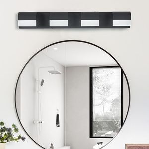Luminaire de miroir de salle de bain à 4 lumières en acrylique noir mat, éclairage et décoration pour salle de bain et douche - Product Image 2