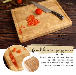 Planche à découper en bois extra-large et robuste avec compartiments intégrés et rainure pour les jus, idéale pour la découpe et le hachage (vente en gros) - Product Image 2