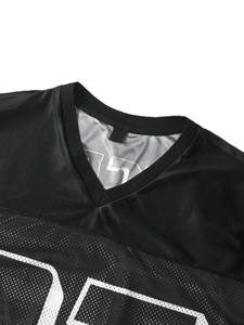 Maillot de football américain noir orné de cristaux, strass, maille oversize, logo personnalisé, streetwear, production OEM en gros - Product Image 5