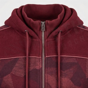 Men's Hooded Tracksuit Set Maroon Geometric Print <b>Full</b> <b>Zip</b> <b>Sweatshirt</b> Joggers Casual Sportswear Autumn Wear - Product Image 4
