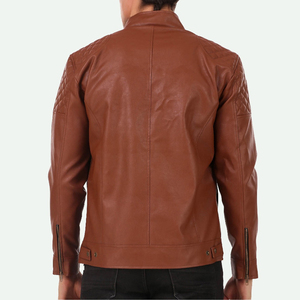 Blouson en cuir décontracté pour homme, col montant, écologique, hiver, poids standard, nouveau style, mode urbaine, tendance, pas cher - Product Image 4