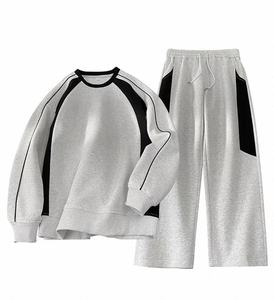 Wholesale Men 2 Piece Long Sleeve <b>Tracksuit</b> Casual Streetwear Sweatshirt Loose Pants Custom Logo Accept Custom Design Support - Product Image 3