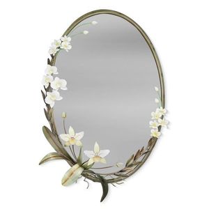 Pink Orchid Metal Iron Oval Wall <b>Mirror</b> Floral Oval <b>Hanging</b> Vanity <b>Mirror</b> for Living Room Bedroom Wedding and Festive occasion - Product Image 2