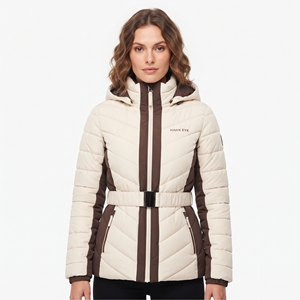 Chaqueta Acolchada de Invierno para Mujer, con Capucha y Cinturón, Diseño de Dos Tonos, Abrigo Acolchado Informal para Exteriores, Nueva Colección de Invierno - Product Image 5
